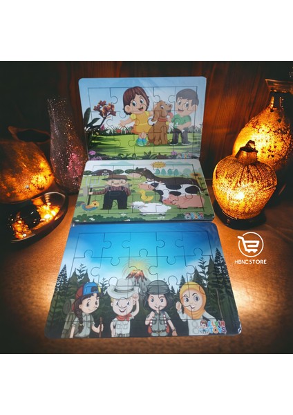 Ahşap 28 Parça 3 Lü Puzzle Set Yap Boz Set