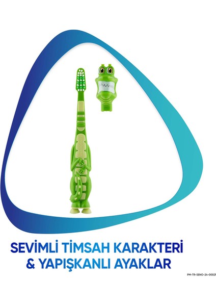 Promine 3-5 Yaş Çocuklar İçin Sevi mli Timsah Karakterli Diş Fırçası Yumuşak