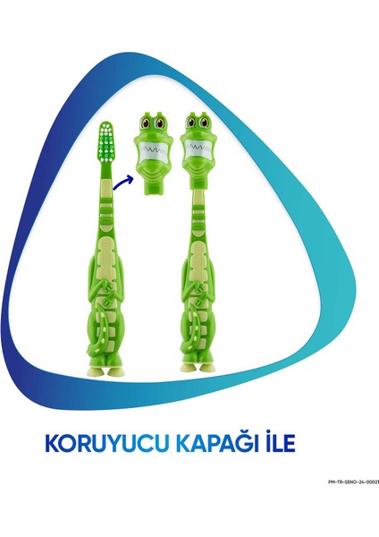 Promine 3-5 Yaş Çocuklar İçin Sevi mli Timsah Karakterli Diş Fırçası Yumuşak