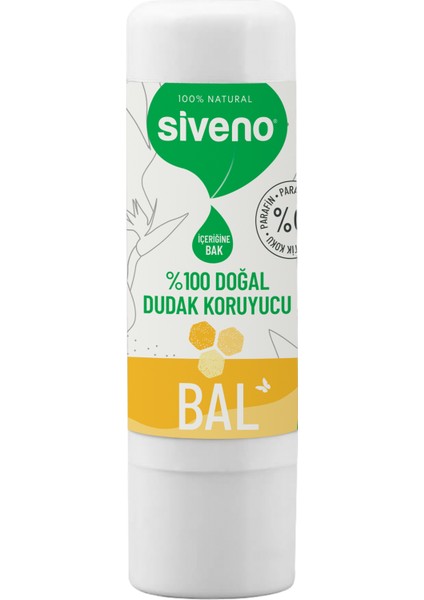 %100 Doğal Dudak Koruyucu Bal Bitkisel Lipbalm Dudak Kremi Nemlendirici Parlatıcı Onarıcı 6 G