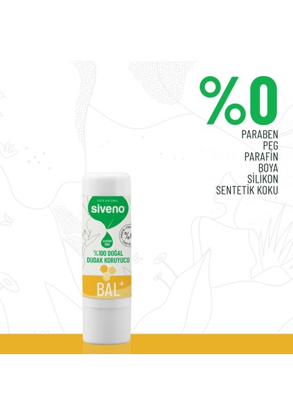 %100 Doğal Dudak Koruyucu Bal Bitkisel Lipbalm Dudak Kremi Nemlendirici Parlatıcı Onarıcı 6 G