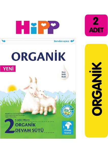 2 Organik Keçi Sütü Bazlı Devam Sütü 400 gr 2'li Paket