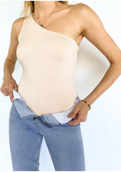 Kadın Tek Omuz Nude Bodysuit