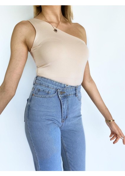 Kadın Tek Omuz Nude Bodysuit fırsatları