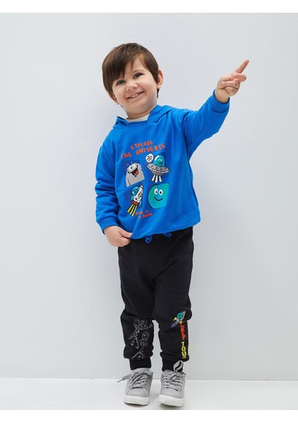 Baby Beli Lastikli Baskılı Erkek Bebek Jogger Eşofman Alt