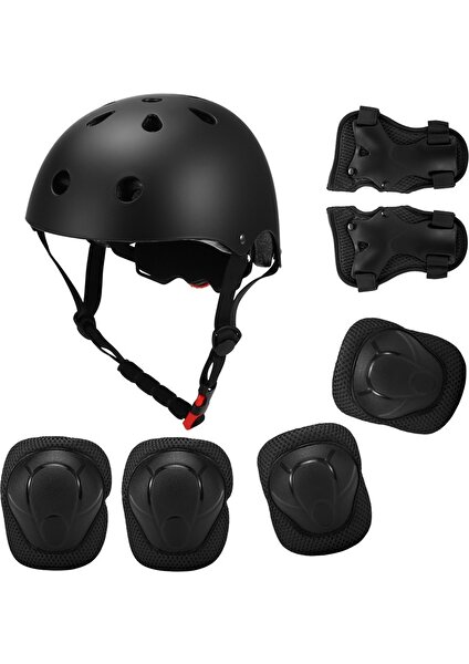 Çocuk Spor Koruyucu Donanım Kask Dizlik 7 Parçalı Set (Yurt Dışından)