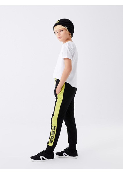 Kids Beli Lastikli Baskılı Erkek Çocuk Jogger Eşofman Altı