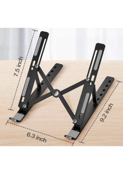 Pratik 7 Kademeli Ayarlı Katlanabilir Laptop Tablet Standı Siyah ( Lisinya )