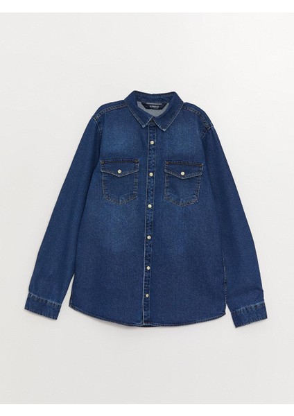 Kids Basic Uzun Kollu Erkek Çocuk Jean Gömlek