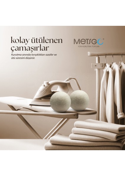 Metsgo ( 3 Adet ) Yün Kurutma Topu - Doğal Yumuşatıcı - Kırışık Giderici - Kurutma Makinesi Için