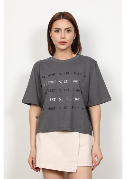 Kadın Baskılı Kısa Salaş T-Shirt