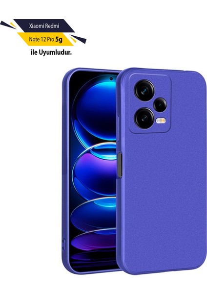 Xiaomi Redmi Note 12 Pro 5G Kılıf Kamera Korumalı Klasik Mat Renkli Yumuşak Premier Silikon Saks Mavi