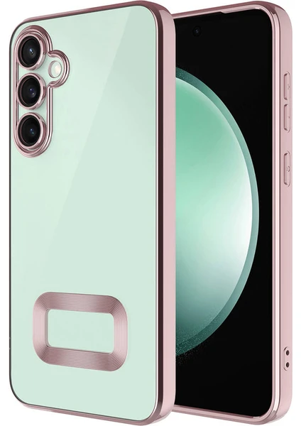 Case World Caseworld Samsung Galaxy A05S Kapak Yanları Renkli Lens Korumalı Logo Gösteren Şeffaf Luxury Silikon Kılıf - Rose Gold