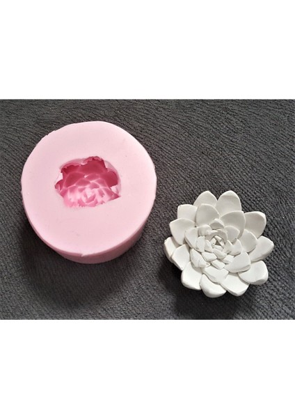 Mini Minyatür 4,5cm Sukulent Çiçek Silikon Kalıp K-711, Kokulu Taş Sabun Alçı Mum Kalıbı