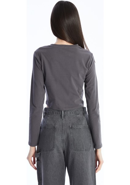 Crop Uzun Kol Kadın Basic Sweatshırt fiyatları