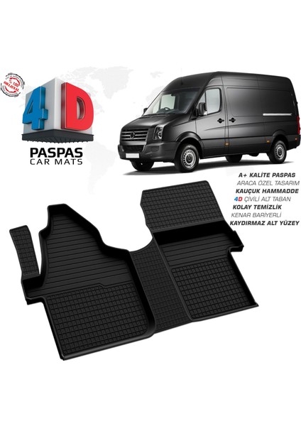 Vw Crafter 4d Araca Özel Havuzlu Kauçuk Paspas 2006 Üzeri Ön Çift Koltuk