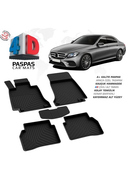 Mercedes E Serisi W213 4d Araca Özel Havuzlu Kauçuk Paspas 2016 ve Üzeri