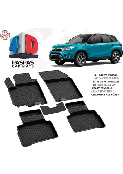 Suzuki Vitara 4d Araca Özel Havuzlu Kauçuk Paspas 2015 ve Üzeri