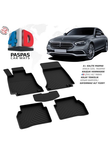 Mercedes E Serisi W214 4d Araca Özel Havuzlu Kauçuk Paspas 2021 ve Üzeri