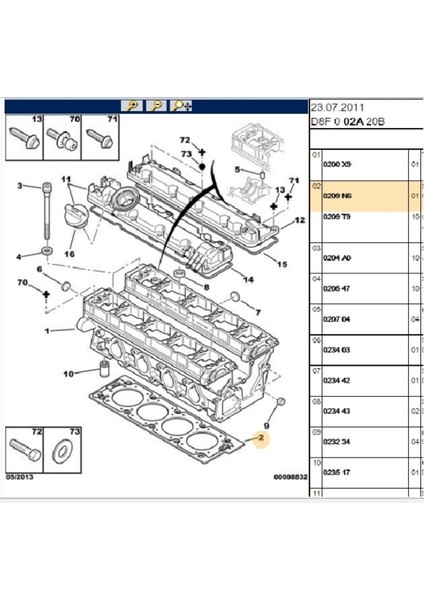 Silindir Kapak Contası XU10 1,2d 306 406 605 806 Xantia (0209N6-CRT83414335)