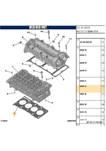 Silindir Kapak Contası 1,3 0,82MM Bipper Fiorino (0209JC-1625885880-55209071)