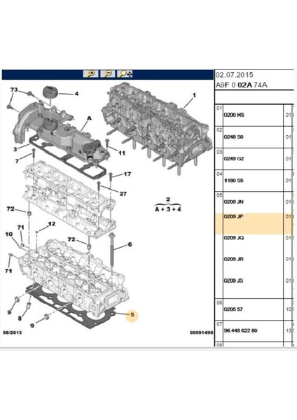 Silindir Kapak Contası 3 Tırnak 208 207 2008 3008 301 308 508 Expert Partner Tepee C2 C3 C4 Berlingo Focus (0209JP)