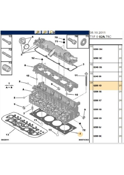 Silindir Kapak Contası DW10 1 Tırnak 307 406 607 806 Partner Expert C4 C5 Berlingo Jumpy (0209X5)