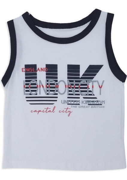 Erkek Çocuk Palmiye Baskılı Gömlek T-Shirt Kot Şort 3'lü Takım