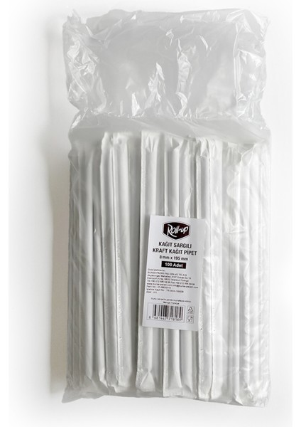 Kağıt Sargılı Frozen Kağıt Pipet Kraft 8MMx19,5cm 100 Adet