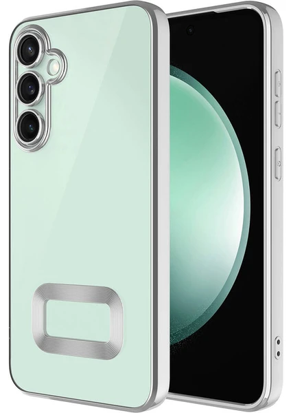 Case World Caseworld Samsung Galaxy A05S Kapak Yanları Renkli Lens Korumalı Logo Gösteren Şeffaf Luxury Silikon Kılıf - Gümüş