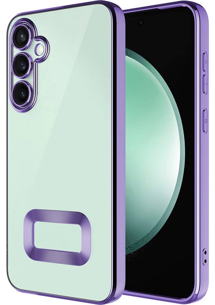 Caseworld Samsung Galaxy A05S Kapak Yanları Renkli Lens Korumalı Logo Gösteren Şeffaf Luxury Silikon Kılıf - Lila