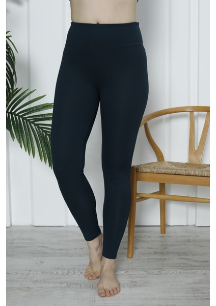 Kadın Yüksek Bel Toparlayıcı Tayt Kaşkorse Fitilli Petrol Yeşili modelleri