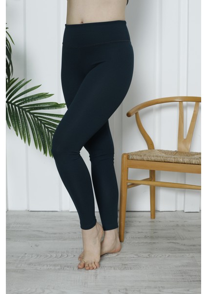 Kadın Yüksek Bel Toparlayıcı Tayt Kaşkorse Fitilli Petrol Yeşili fırsatları