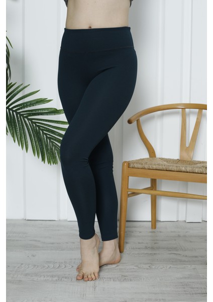 Kadın Yüksek Bel Toparlayıcı Tayt Kaşkorse Fitilli Petrol Yeşili indirimleri