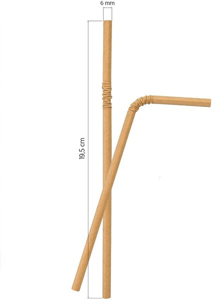 Körüklü Kraft Kağıt Pipet 6MMx19,5cm - 100 Adet