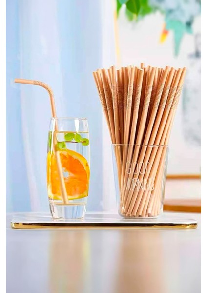 Körüklü Kraft Kağıt Pipet 6MMx19,5cm - 100 Adet