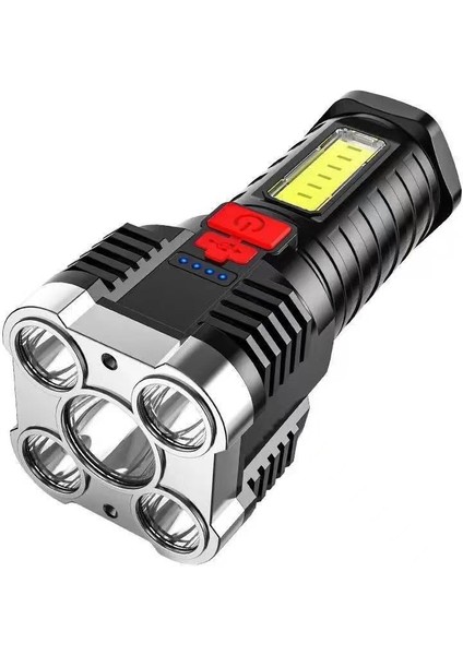 USB Şarj Edilebilir Beş Çekirdekli Parlak Dış Mekan El Feneri (Yurt Dışından)