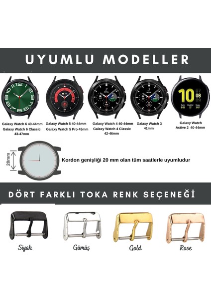 Samsung Galaxy Watch 4 - 5 - 6 - 7 Pro Watch 6 Classic 40MM 43MM 44MM 47MM Watch 5 / Watch 5 Pro 40 44 45 Watch 4 40 42 44 46MM 20MM Yeşil Deri Kordon