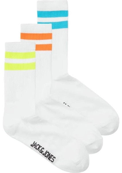 Jack & Jones 12251468 Jaceli Stripes Tennis Socks 3 Pack Beyaz