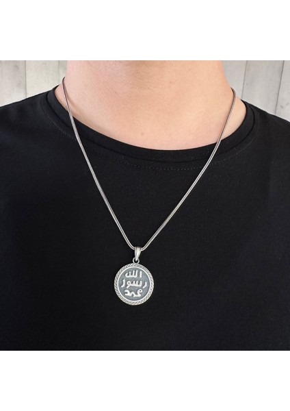 925 Ayar Gümüş Mührü Şerif Motifli Usta Işi Erkek Kolye modelleri