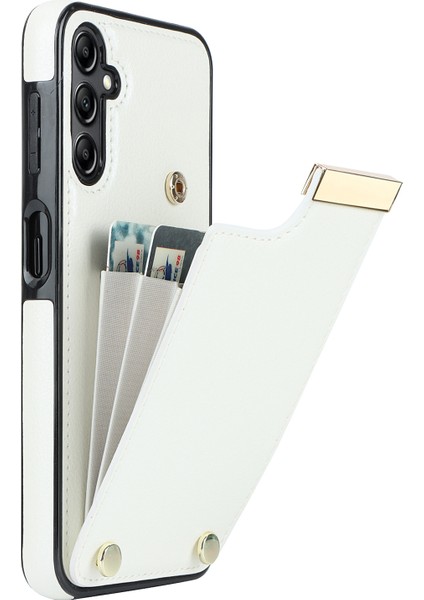 Samsung Galaxy S23 Fe Tpu+Pu Deri Metal Dekor Shock Anti-Chone Kılıfı (Yurt Dışından)