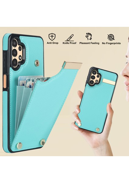 Samsung Galaxy A13 5G/A13 4g Tpu+Pu Deri Donanım Dekoru Kart Tutucu ile Telefon Kapağı (Yurt Dışından)