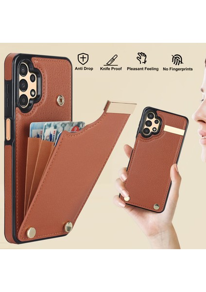 Samsung Galaxy A13 5G/A13 4g Tpu+Pu Deri Donanım Dekoru Kart Tutucu ile Telefon Kapağı (Yurt Dışından)