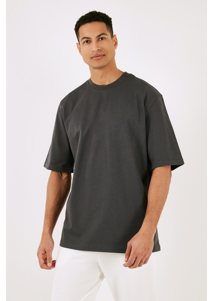 Pamuklu Oversize Bisiklet Yaka Basic T Shirt Erkek T Shirt 5902365