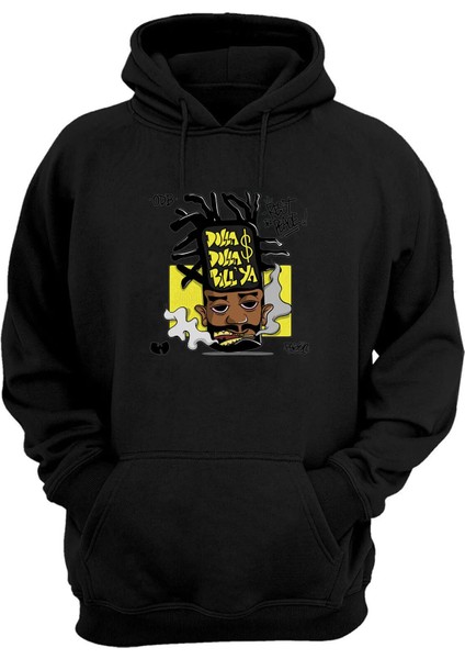 Unisex Arte Hip Hop Dolla Bill'ya Baskılı Siyah Normal Kalıp Şardonlu Kalın Sweatshirt