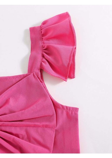 Kız Çocuk Omzu Fırfırlı Papyonlu Üst ve Büzgülü Etek fiyatları