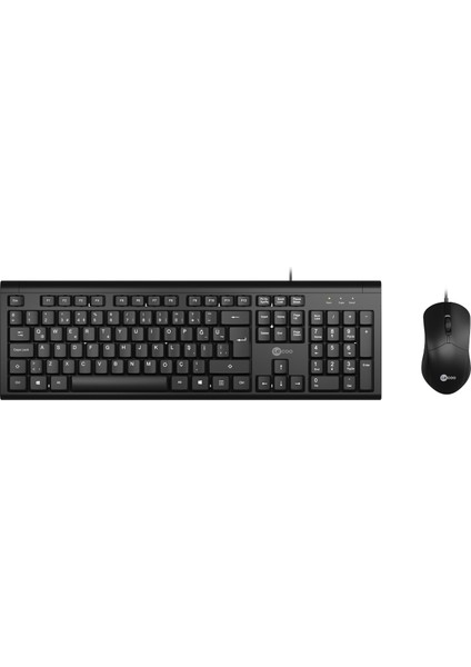 Lenovo Lecoo CM101 USB Kablolu Türkçe Q Klavye & Mouse Set Siyah