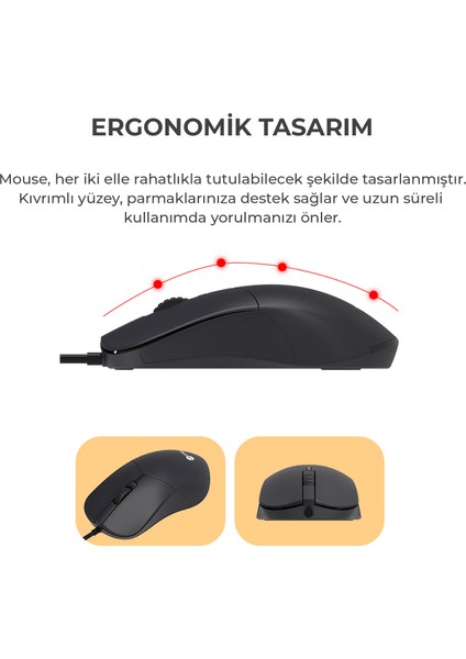 Lenovo Lecoo CM101 USB Kablolu Türkçe Q Klavye & Mouse Set Siyah