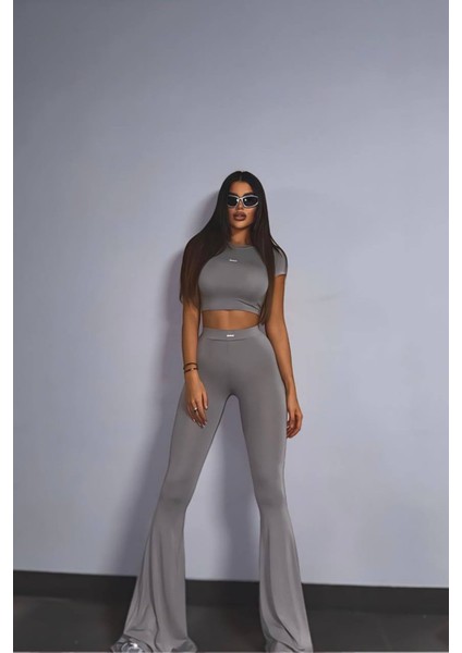 Love Fab Kısa Kollu Crop Ispanyol Paça Tayt Takım