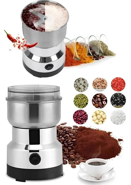 Elektrikli Kahve Baharat Öğütücü Metal Bıçaklı Un Tahıl Fındık Pirinç Öğütücü Çok Fonksiyonlu 200W fiyatları
